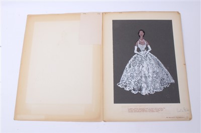 Lot 115 - HRH The Princess Margaret - dress design by Victor Stiebel (1907-1976), pastel and gouache 