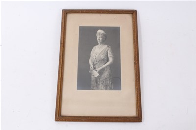 Lot 116 - HM Queen Mary - signed presentation portrait photograph of The Queen wearing a diamond tiara, necklace