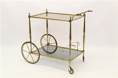 Lot 1551 - Mid 20th century French brass framed drinks trolley