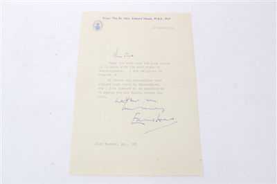 Lot 370 - Edward Heath letter