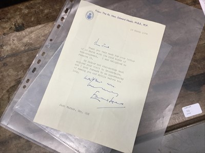 Lot 370 - Edward Heath letter