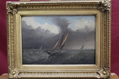 Lot 1292 - Thomas Lucop oil on panel - shipping at sea