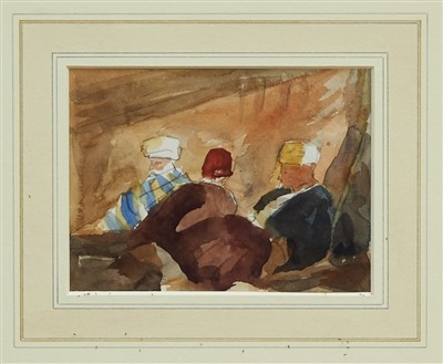 Lot 1192 - Hercules Brabazon Brabazon (1821-1906) watercolour - ‘Turks in a Tent’ after William Mueller, in glazed gilt frame, 11.5cm x 15cm