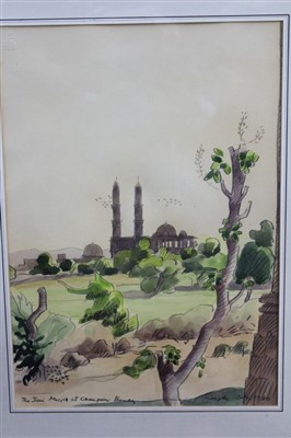 Lot 1240 - Teddy Millington-Drake (1932-1994) pencil and watercolour - The Jami Masjid at Champaner, signed, titled and dated 1980, in glazed gilt frame, 46cm x 32cm