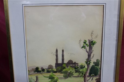 Lot 1240 - Teddy Millington-Drake (1932-1994) pencil and watercolour - The Jami Masjid at Champaner, signed, titled and dated 1980, in glazed gilt frame, 46cm x 32cm