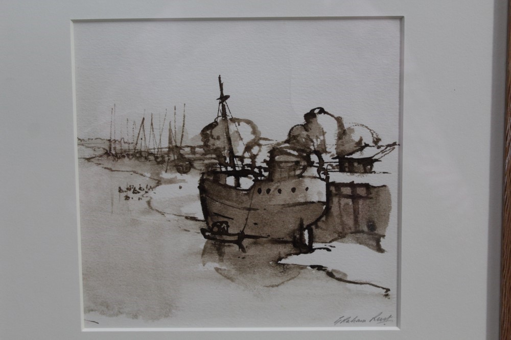 Lot 1193 - *Graham Rust (b.1942) sepia ink and wash