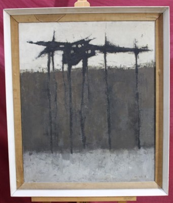 Lot 1246 - John Scott (b.1934) oil on canvas - Dark Trees, signed and dated '59, framed, 76cm x 63cm.  Exhibited: New Art Centre, Sloane Street, London