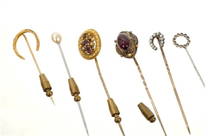 Lot 573 - Group of six antique stick pins