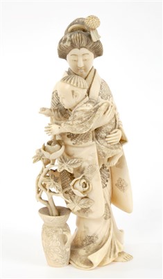 Lot 975 - Good 19th century Japanese carved ivory okimino