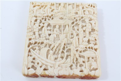 Lot 979 - Japanese carved ivory card case