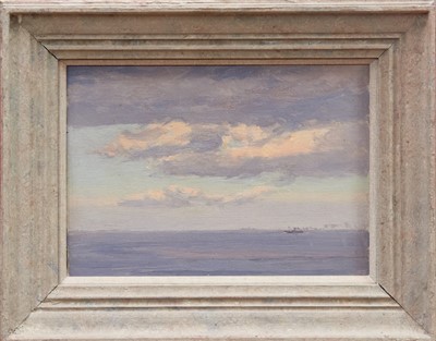 Lot 1186 - *Norman Wilkinson (1878-1971) oil on canvas board - a steamer at sea, in painted frame, 24cm x 34cm