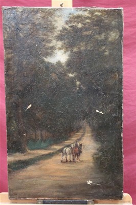 Lot 1234 - Walter G Reynolds (act.1859-1888) oil on canvas - Putney Park Lane, inscribed and dated 1884 verso, unframed, 67cm x 41cm