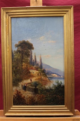 Lot 1250 - H. Waldek, 19th century oil on canvas - Neapolitan  coastal scene, in gilt frame, 50cm x 29cm