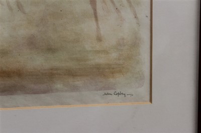 Lot 112 - John Copley (1875-1950) signed lithograph - horses and jockeys, in glazed frame, 27cm x 24cm