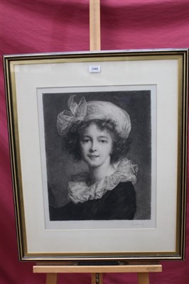 Lot 1260 - Frederic Auguste Laguillermie (1841-1934) signed etching - portrait of Madame Le Brun, published 1893, in original gilt and ebonised frame, 54cm x 42cm