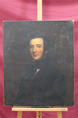 Lot 1266 - Attributed to Richard Ramsay Reinagle (1775-1862) oil on canvas - portrait of a gentleman, unframed, 77cm x 64cm