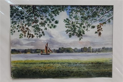 Lot 1278 - Lt. Col. Harry Hemersley St. George (1845-1897) collection of seven late 19th century watercolours including views of Erith from Purfleet, mostly initialled, six mounted and one framed