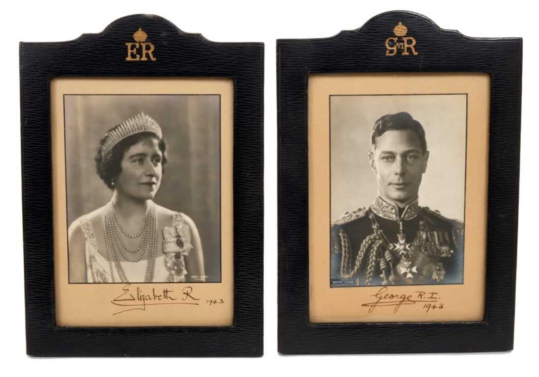 Lot 131 - TM King George VI and Queen Elizabeth – fine pair of Wartime signed presentation portrait photographs by Dorothy Wilding – The King wearing Admiral’s uniform