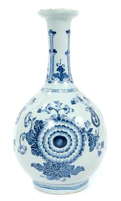 Lot 206 - 18th century Dutch Delft blue and white bottle vase, 24cm