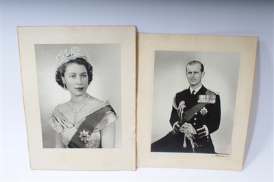 Lot 108 - HM Queen Elizabeth II and HRH The Duke of Edinburgh - two 1950s Royal Presentation portrait photographs