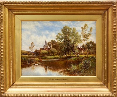 Lot 1313 - Alfred Augustus Glendening, Jnr (c.1840-c.1910) oil on canvas - The Angler, signed and dated ‘98, in gilt frame, 29cm x 39cm