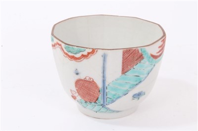 Lot 268 - 18th century English Kakiemon palette tea bowl of faceted form - possibly Chelsea Derby, 5cm