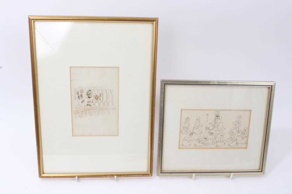 Lot 1014 - Indian School pen and ink - Assemblage of Scholars