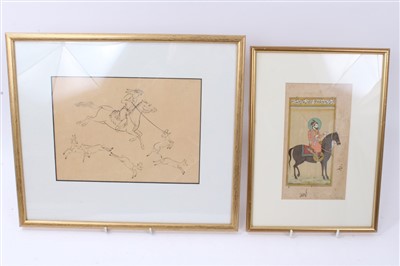 Lot 1015 - Indo-Persian School, 18th / 19th century, gouache depicting huntsman on horseback
