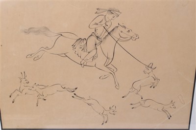 Lot 1015 - Indo-Persian School, 18th / 19th century, gouache depicting huntsman on horseback