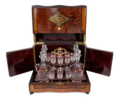 Lot 1019 - Fine quality 19th century amboyna, brass and parquetry inlaid decanter box