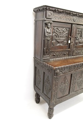 Lot 1500 - Antique carved oak court cupboard