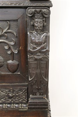 Lot 1500 - Antique carved oak court cupboard