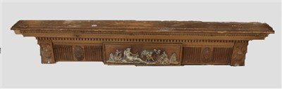 Lot 1588 - 19th century Adams style pine mantel shelf