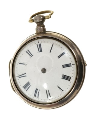 Lot 754 - George III silver pair cased pocket watch, by Sly Junior of Norwich