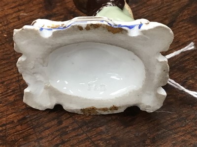 Lot 234 - Early 19th cent Barr & Barr porcelain figure, Minton figure, miniature jug / basin, Meissen slipper