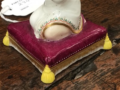 Lot 234 - Early 19th cent Barr & Barr porcelain figure, Minton figure, miniature jug / basin, Meissen slipper
