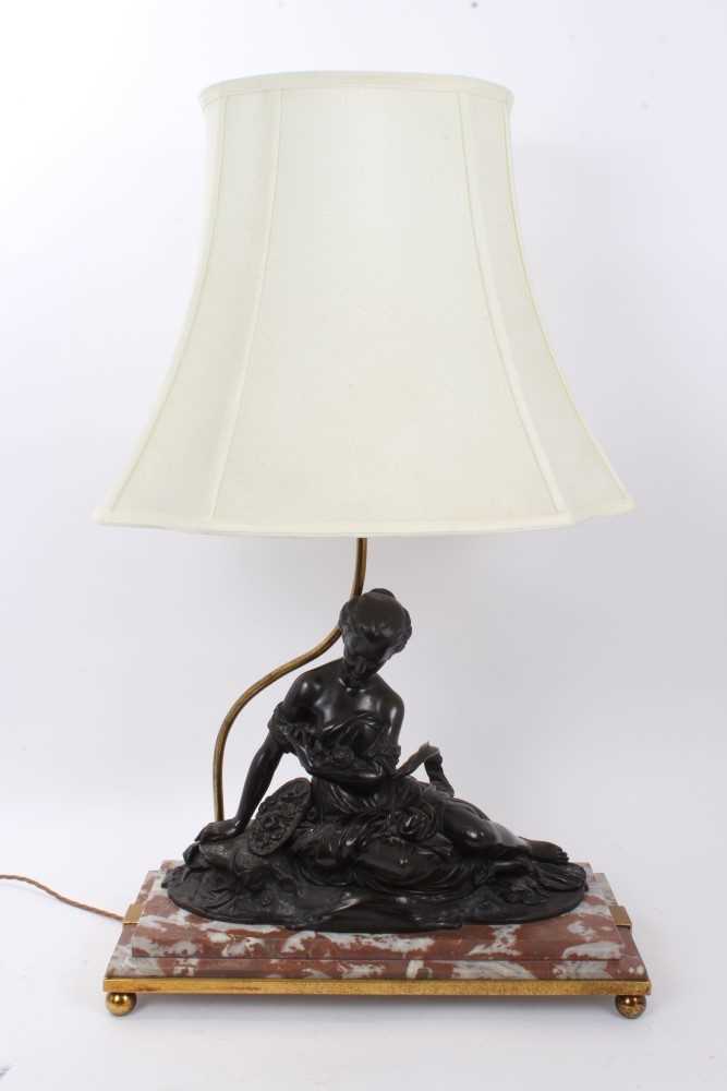 Lot 1053 - 19th century Continental bronze lamp