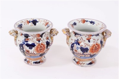 Lot 186 - Pair Regency Masons Imari palette ironstone vases, 10cm