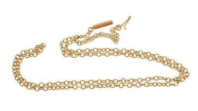 Lot 669 - Edwardian 9ct gold chain with barrel clasp,  42.5cm