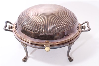 Lot 414 - Late 19th / early 20th century silver plated revolving breakfast dish