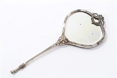 Lot 431 - Unusual early 19th century French silver hand mirror of heart-shaped form