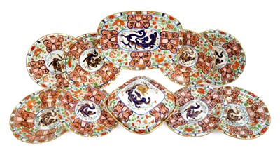 Lot 317 - Fine Regency, probably Coalport, Imari palette part dinner service with bright enamels and gilding