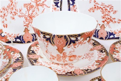 Lot 207 - Early 20th century Royal Crown Derby teaware with Imari palette floral decoration (34 pieces)