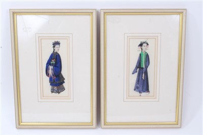 Lot 1058 - Pair of 19th century Chinese paintings on rice paper