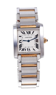 Lot 741 - Cartier Tank Francaise bi-metal mid-size wristwatch with quartz movement