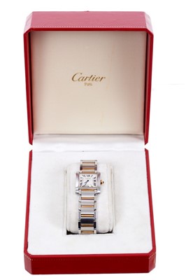 Lot 741 - Cartier Tank Francaise bi-metal mid-size wristwatch with quartz movement