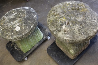 Lot 1663 - Two antique staddle stones