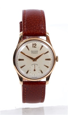 Lot 565 - Gentlemen’s 1960s Record Genève 9ct gold wristwatch