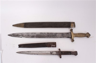 Lot 838 - 19th century short sword in scabbard and bayonet