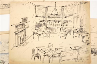 Lot 637 - Collection of WWII Prisoner of War sketches, relating to Onchan Internment Camp, Isle of Man